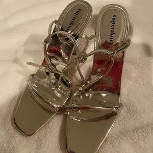 Superdown silver heels